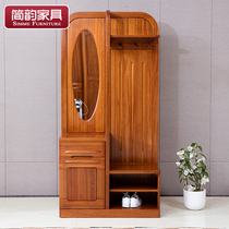Jane rhyme sandalwood coat cabinet New Chinese style foyer cabinet Partition cabinet Living room hall cabinet Full solid wood entrance cabinet