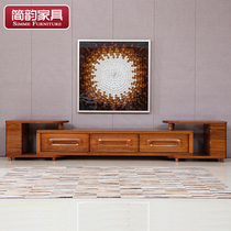 Jane rhyme sandalwood TV cabinet Modern Chinese furniture Golden silk wood combination film and television cabinet Full solid wood telescopic cabinet