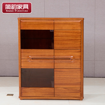 Jane rhyme sandalwood wine cabinet Glass wine cabinet Modern Chinese all solid wood restaurant cabinet Gold silk wood decorative cabinet