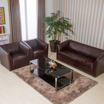 Office sofa Coffee table combination Simple modern three-person office sofa Fabric leather guest office sofa