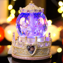 Rotating Trojan Music Box Water Crystal Ball Eight-tone Box Girl Day Gift Giving Children Little Girl Girl Music Magic Box