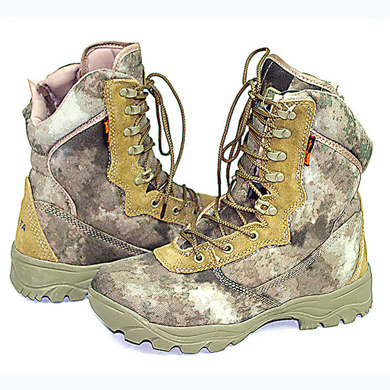Wear Resistant Breathable Waterproof Ruins Camouflage Boots A-TACS Outdoor Field Game Camouflage High Cylinder Tactical Boots Boots Man Boots