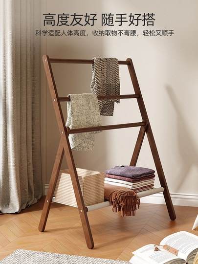 Solid wood floor-standing clothes hanger bedroom lazy net coat rack 2026 new bedside clothes storage device at night
