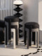 High-end extra thick plastic soft-covered stools for home use thickened stackable dining chairs living room spare strong and durable black round stools