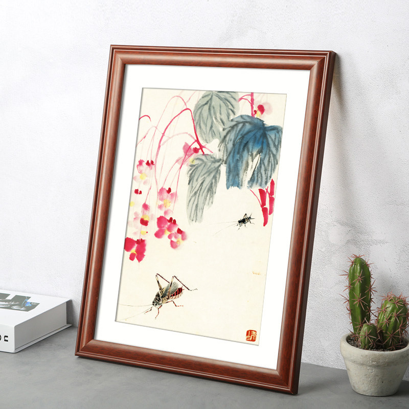 Chinese style solid wood photo frame hanging wall mounting frame country frame calligraphy and paper cardboard character painting wood strips themselves assembled with 33 rims