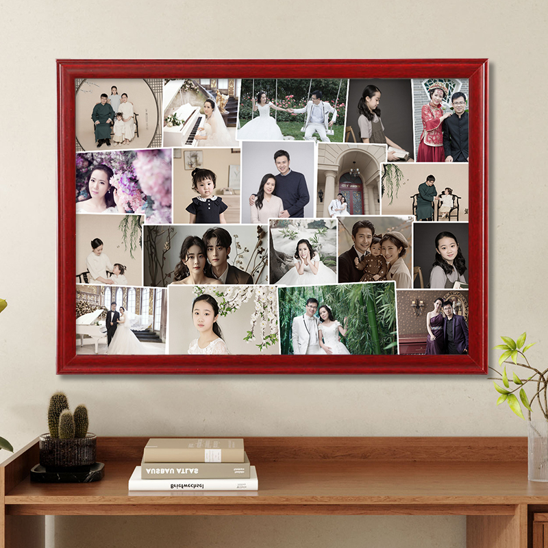 Solid Wood Large Photo Frame for Home Use, Made of Wood, Nostalgic from the 80S, Can Hold Multiple Old Photos, Empty Frame for Wall Display