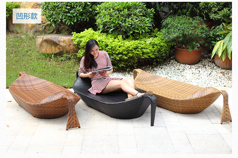 Jialemei giường ngoài trời giả mây đồ nội thất giải trí sân vườn hồ bơi ban công bãi biển ngoài trời mây ghế tựa - Bàn ghế ngoài trời / sân bàn ghế ngoài trời