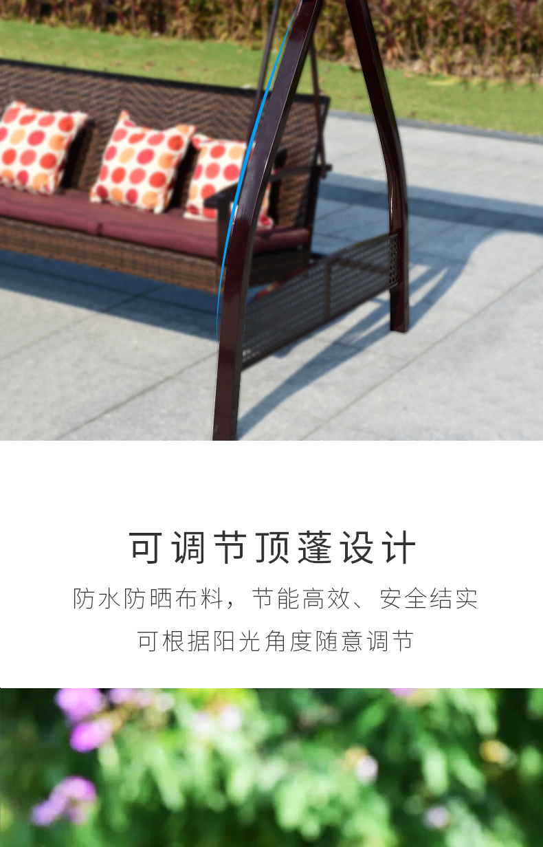 Jialemei đồ gỗ ngoài trời đu đưa ghế xích đu sân mây ban công trong nhà giải trí võng ba người - Bàn ghế ngoài trời / sân ghế treo ban công