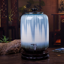 Jingdezhen ceramic tea water tank high temperature ceramic water storage tank cylinder wine tank with faucet 30kg