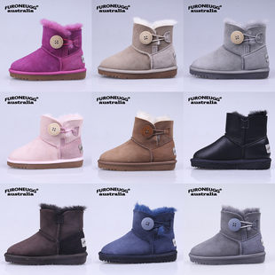 Genuine parent -child style keeping furonεugg children's snow boots sheepskin wool all -round boots baby men and girls shoes