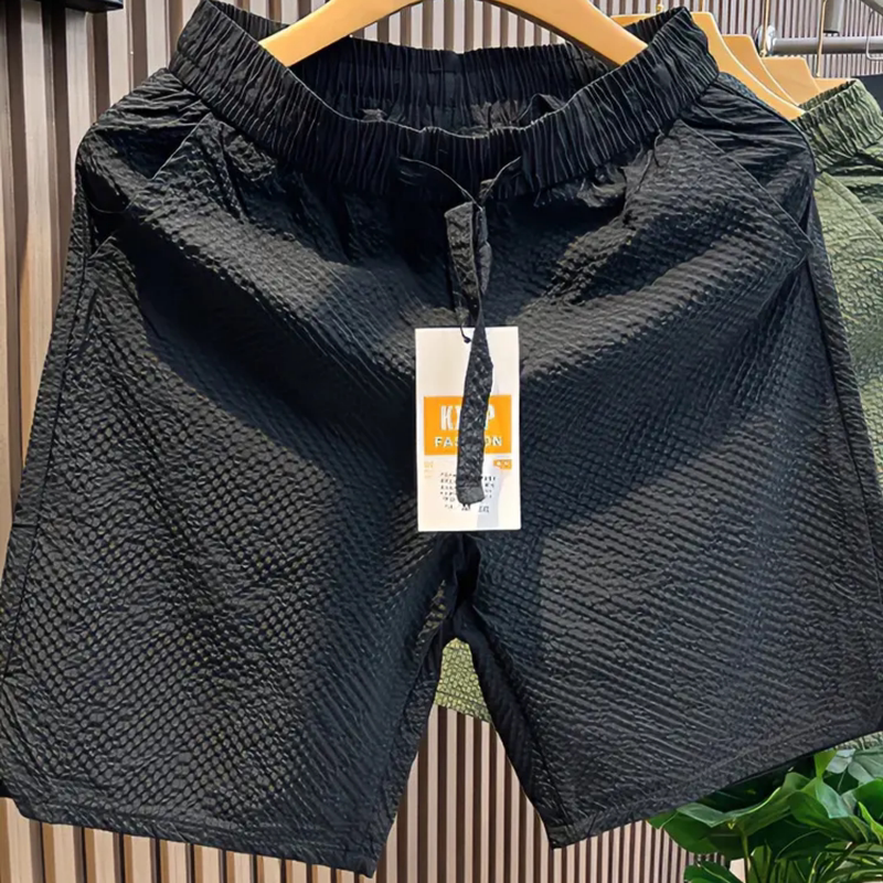 Seersucker Quick-Drying Shorts for Men, Summer Thin Versatile Casual Mid-Length Pants, American-Style Loose Sports Beach Shorts