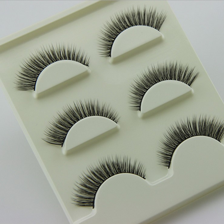 Net đỏ 3D lông mi giả siêu nhiên trang điểm nude dày lông mi mô phỏng cô dâu mềm mắt đuôi dài lông mi - Lông mi giả kích mí keo