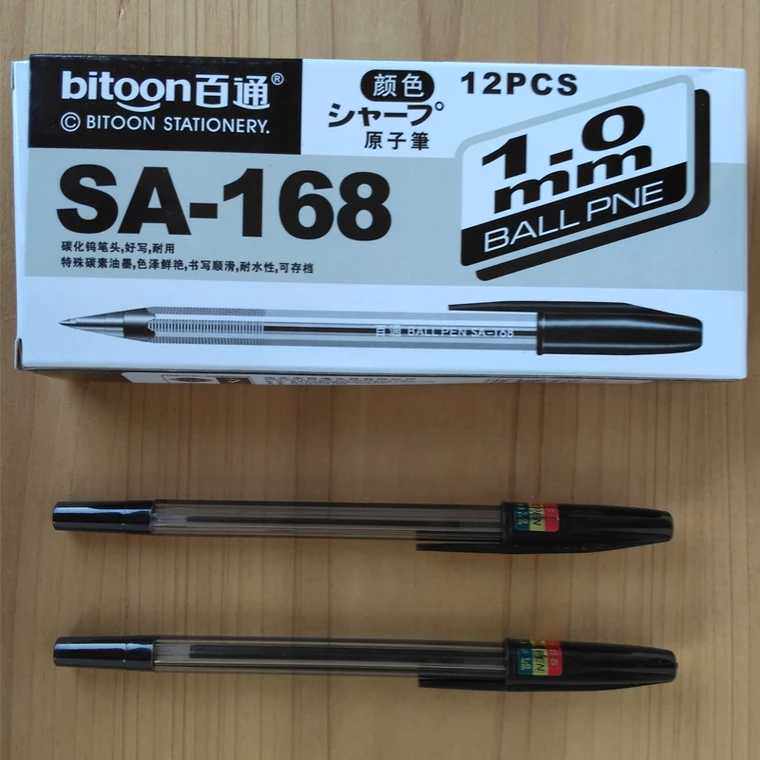 Office new black red blue 12 plastic press refill ballpoint pen ballpoint pen signature pen