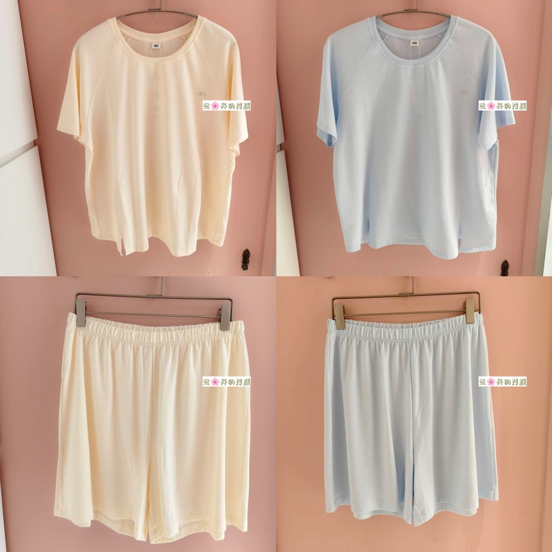 Aimeili 26 New Product Selection: Bamboo Fiber Round-Neck Pullover Short-Sleeve Top and Shorts Set Im46Cfc1 Model Aimeili 26 New Product Selection: Bamboo Fiber Round-Neck Pullover Short-Sleeve Top and Shorts Set Im46Cfc1 Model