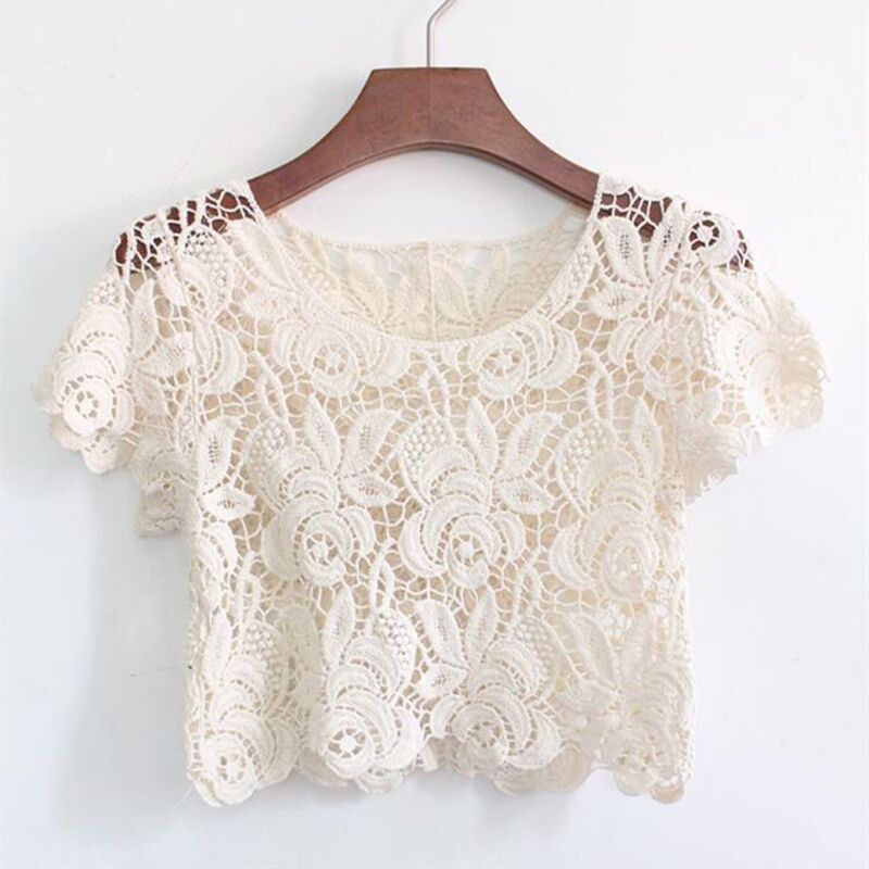 Ultra-Short Hollow-Out Single-Piece Blouse, All-Cotton Knit Outerwear with Hollow-Out Crochet Pattern, Elegant and Slim-Fitting Blouse, Hot-Selling Small Shawl Ultra-Short Hollow-Out Single-Piece Blouse, All-Cotton Knit Outerwear with Hollow-Out Crochet Pattern, Elegant and Slim-Fitting Blouse, Hot-Selling Small Shawl