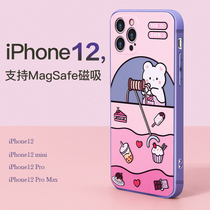 Apple 12promax mobile phone case liquid silicone anti-drop all-inclusive camera square straight edge Apple 12mini protective cover cartoon can love cute Net Red new soft shell iphone12 mobile phone