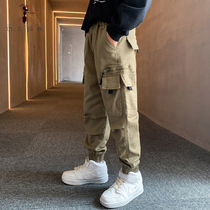 Boy pants Spring and Autumn New 2021 big childrens trousers tooling tide handsome fashionable children casual fat S3733