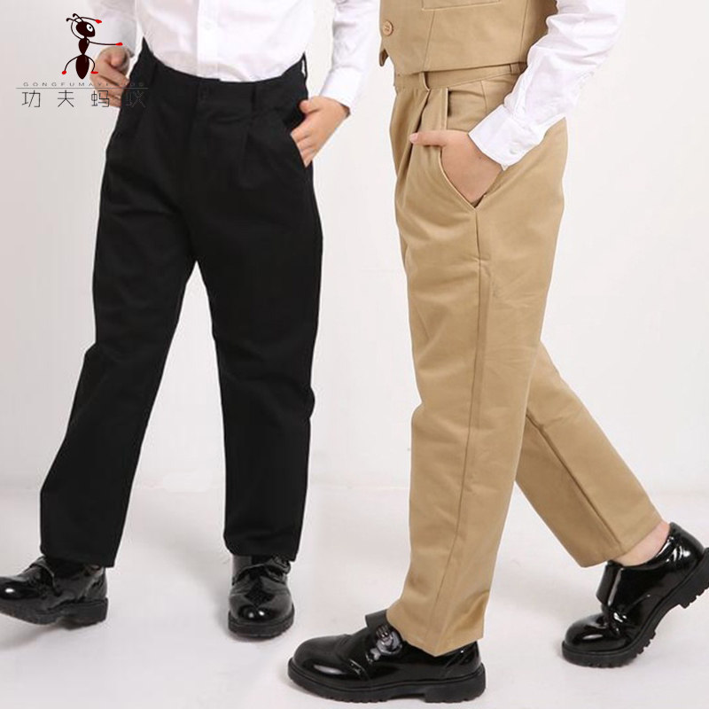 Card Its Color Children Western Pants Pure Cotton Boy Table Performance School Uniform Pants Boy Student Black Suit Pants 6067