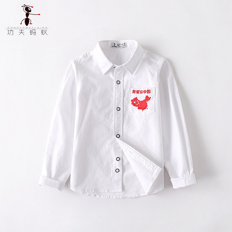 Campus Style Boy Long Sleeve Shirt Spring Autumn Elementary School Kids Performance Choral School Uniforms Children Pure Cotton White Shirt 6000