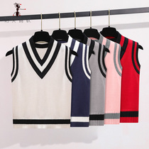 Autumn and winter children cotton sweater vest school uniform boys knitted vest class clothes girls wool white crotch TR0092