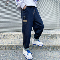 Boys pants spring and autumn clothes season tide fashionable childrens denim trousers childrens fat 2021 New handsome S0133