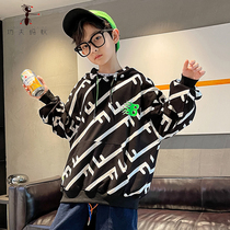 Boy hooded sweatshirt Spring and Autumn wear Net Red fashion coat fried street childrens black coat SY-6576