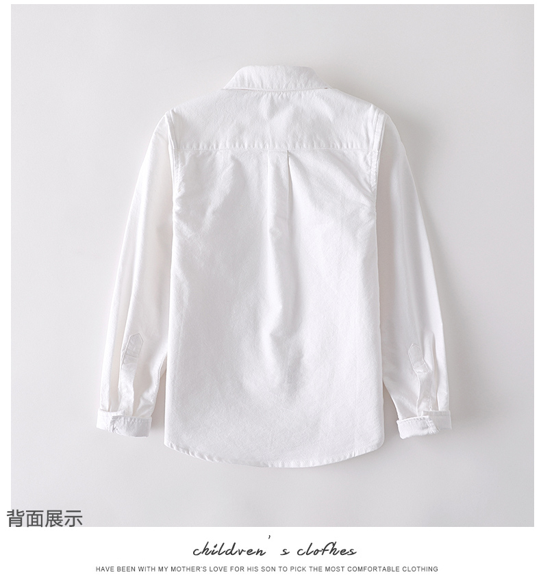 Mùa thu trai mới áo sơ mi trắng tay dài cotton oxford trẻ em áo cotton giản dị thủy triều 3171 quần áo bé gái