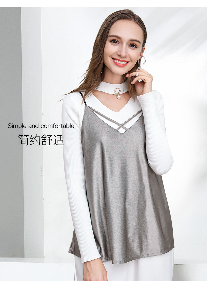 Bộ đồ phù hợp với bà bầu Phụ nữ mang thai đích thực Bộ đồ phóng xạ bốn mùa 2019 mới bằng sợi bạc sling váy áo cho phụ nữ mang thai