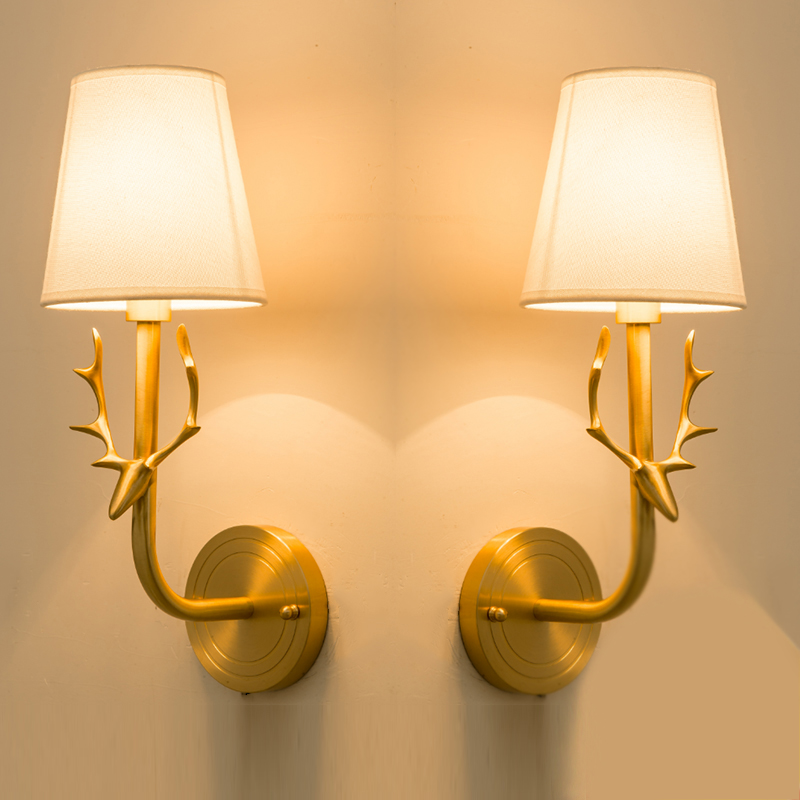 All copper wall lamp Bedroom Stair aisle Living room Dining room Simple personality Creative art Bed lamp Projection lamp