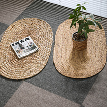 Kens floor mat entrance jute door mat woven oval carpet living room tea room mat straw woven