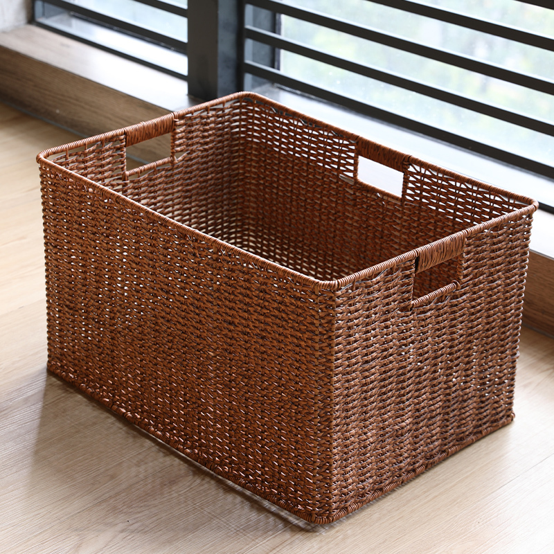 Kens Chinese-Style Imitation Rattan Large Storage Box for Seasonal Clothes, Quilts, Toys, Organizing Basket, Living Room Miscellaneous Items Box Kens Chinese-Style Imitation Rattan Large Storage Box for Seasonal Clothes, Quilts, Toys, Organizing Basket, Living Room Miscellaneous Items Box