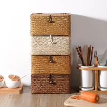 KENS manual seagrass knitted tabletop with lid finishing containing box woven gift box storage box tea packaging box