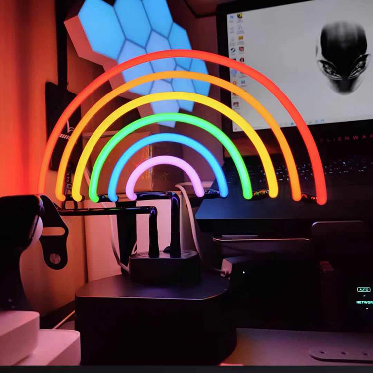 ins blogger bursting with love Rainbow Fire Birds Cactus RGB Neon Little Nightlight Live Atmosphere Decoration Table Lights