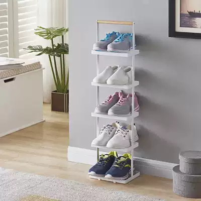 Nordic narrow and simple door slit shoe rack ultra-thin household vertical door rear iron single row indoor slippers storage