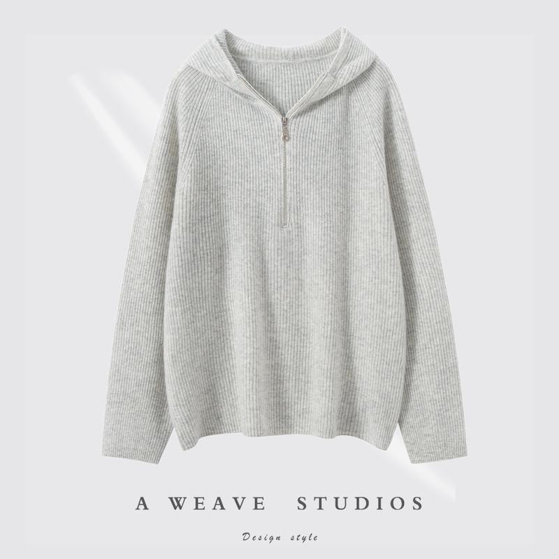 Inner Mongolia 2026 New Style Hooded Loose Sweatshirt for Women 100% Pure Cashmere Casual Versatile Pullover Sweater