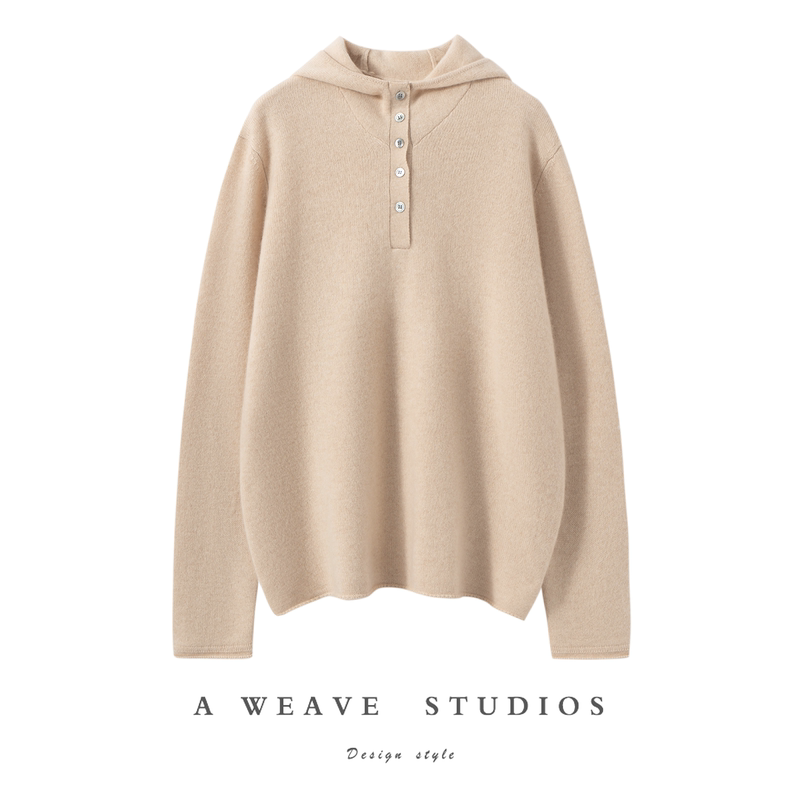 Inner Mongolia-Made Hooded Pullover Sweater for Women, 2025 Autumn and Winter New Style, 100% Pure Cashmere, Loose Casual Hoodie
