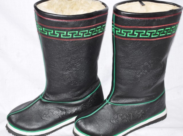 Boots pure cow leather Mongolian boots (pure wool thick riozi) New pastoral Mongolian traditional boots