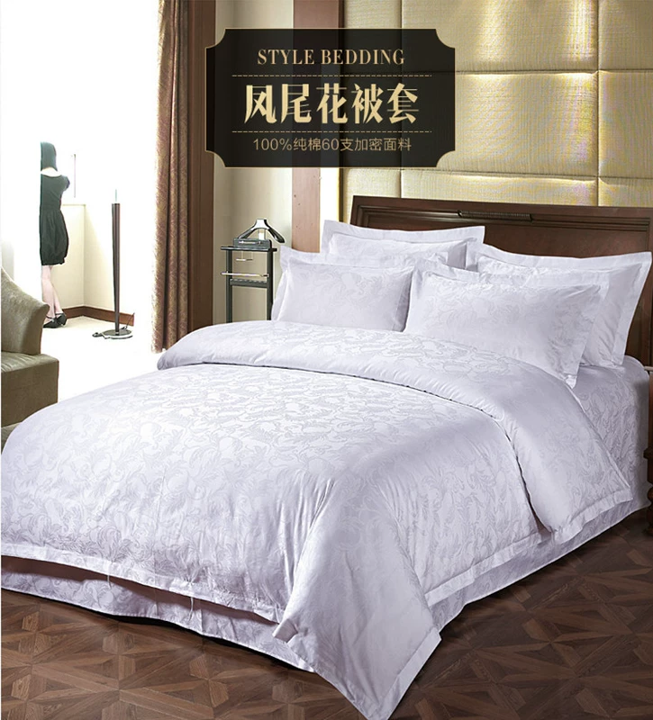 Khách sạn sao cho giường ngủ bán buôn 40 60 trắng satin jacquard vận chuyển chăn mền nhà khách - Quilt Covers
