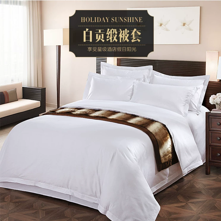 Khách sạn sao cho giường ngủ bán buôn 40 60 trắng satin jacquard vận chuyển chăn mền nhà khách - Quilt Covers