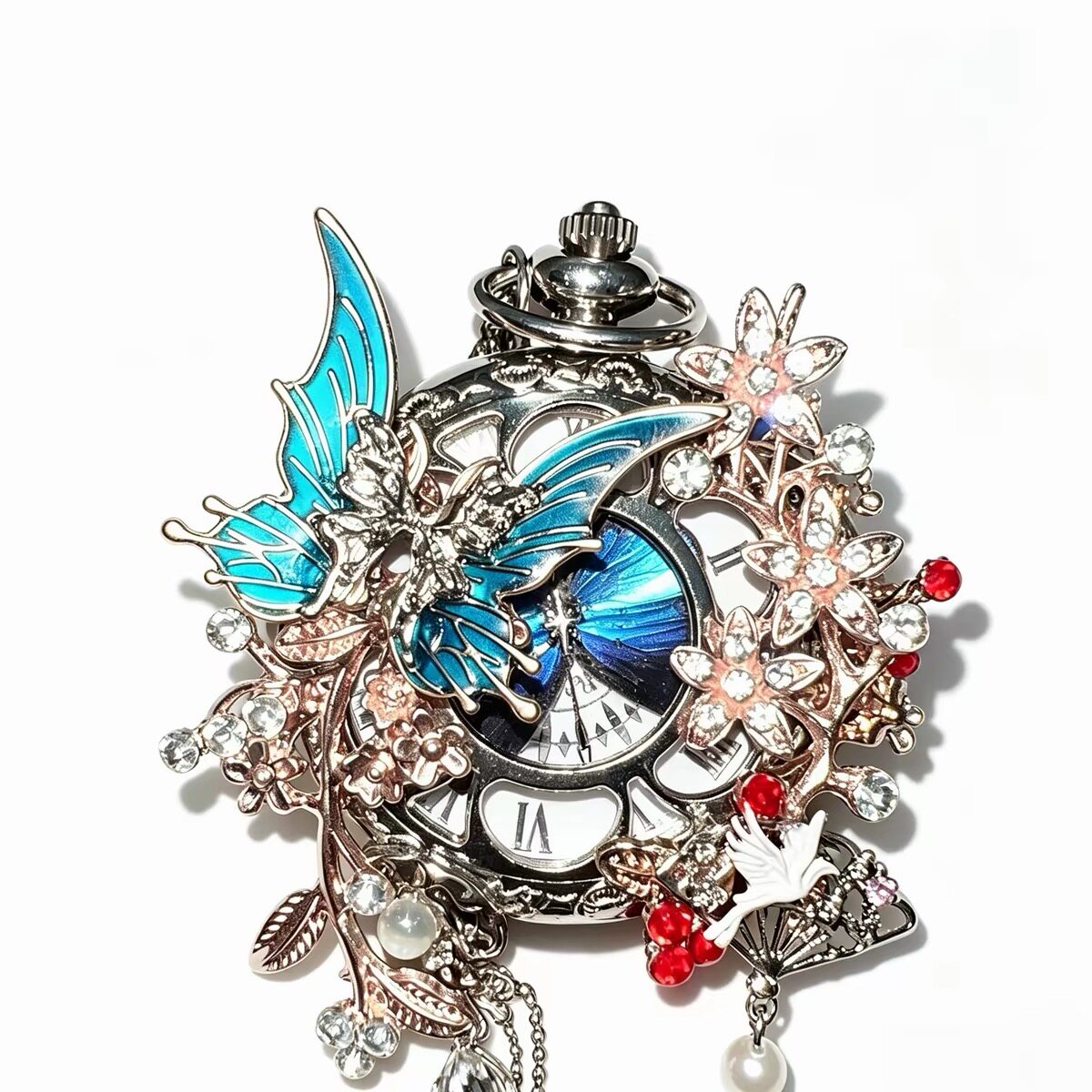 New Chinese Style Movable True Butterfly Pocket Watch Gift Box - A unique and high-end gift with a traditional Chinese aesthetic, perfect for gifting to best friends or family during holidays.