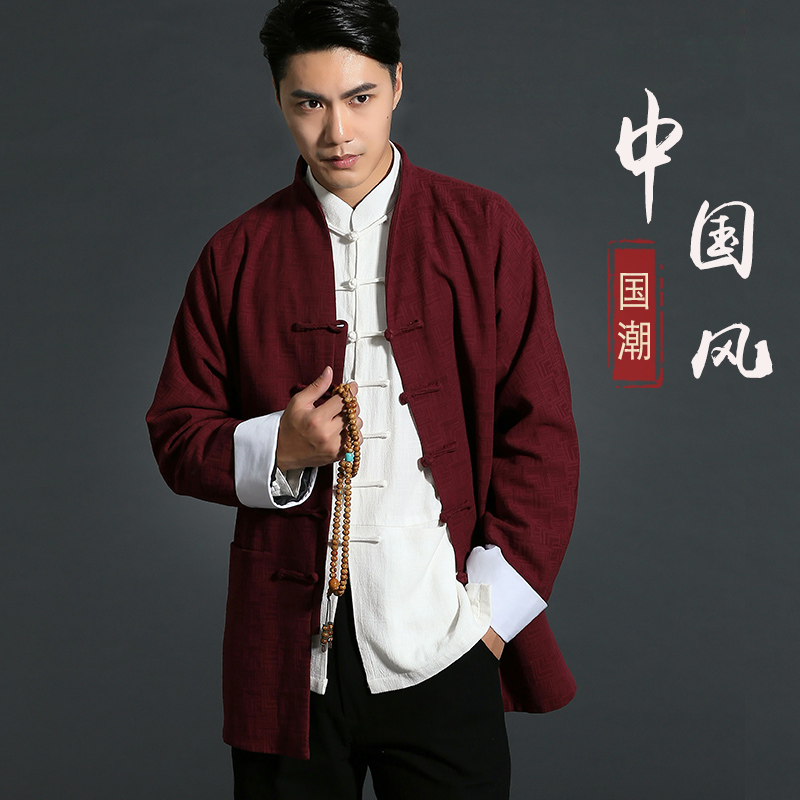 Original Chinese style Chinese autumn Chinese retro - style Tangshan Young men's coat improved Han - sleeved men's coat