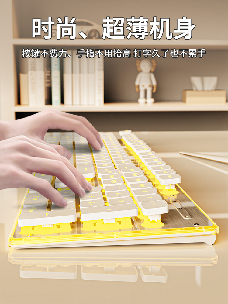 Forerunner Keyboard and Mouse Set, Silent Wired Mechanical Feel, Gaming, Office Typing, Girls' Notebook, Silent