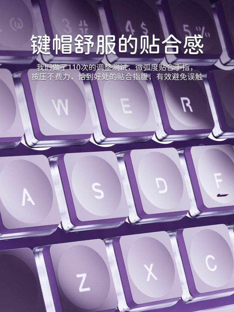Forerunner V3 Cute Wired Keyboard with High Aesthetic Appeal, Purple Mechanical Feel, Desktop Computer, Suitable for Girls, Office, Wireless