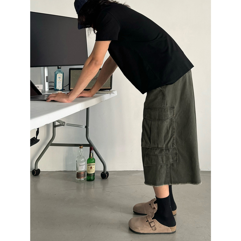 Masonsoul Summer American Street Style Vintage Work Shorts for Men, Loose Casual Multi-Pocket Cropped Pants
