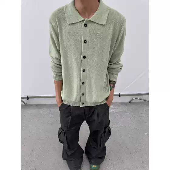 Btsg Casual and Relaxed Loop Yarn Soft Lapel Cardigan Sweater, Lazy and Lightweight Simple Knitwear for Men