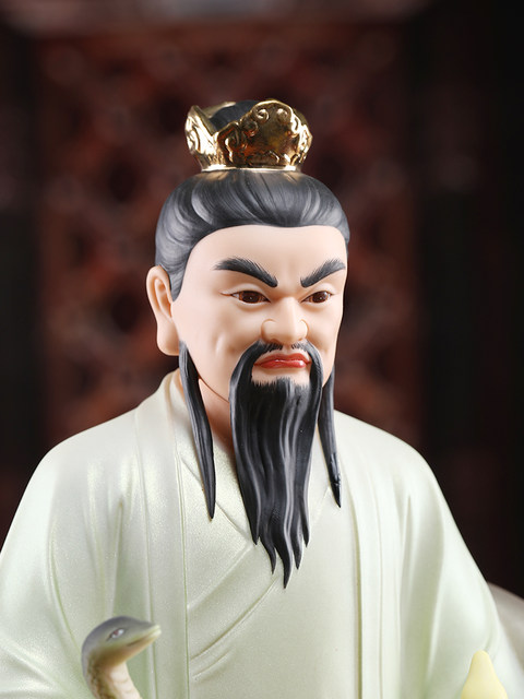 Seven Treasures Ceramics 12inch Ceramic Statues of the Grandfather and Grandmother of the Python Clan, the Four Great Families, for Home Worship