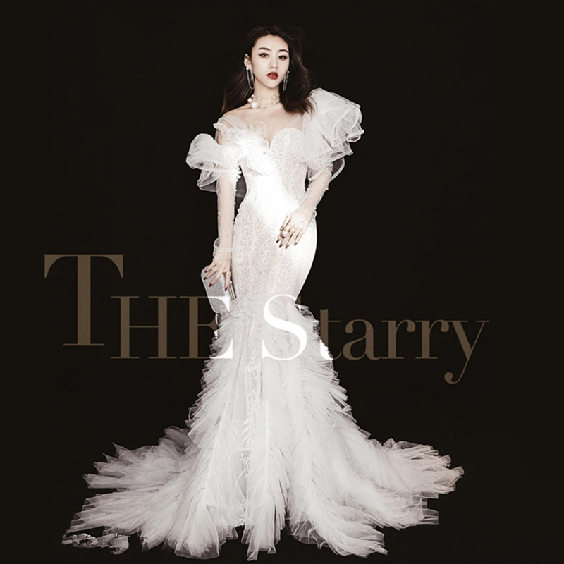 2019 Cinema theme clothing Han tail briefing drag dress drag wedding photography show couples write real dress