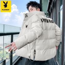 Flowers Playboy men jacket Winter 2021 new Korean version trendy thickened winter dress casual down cotton clothing mens clothing