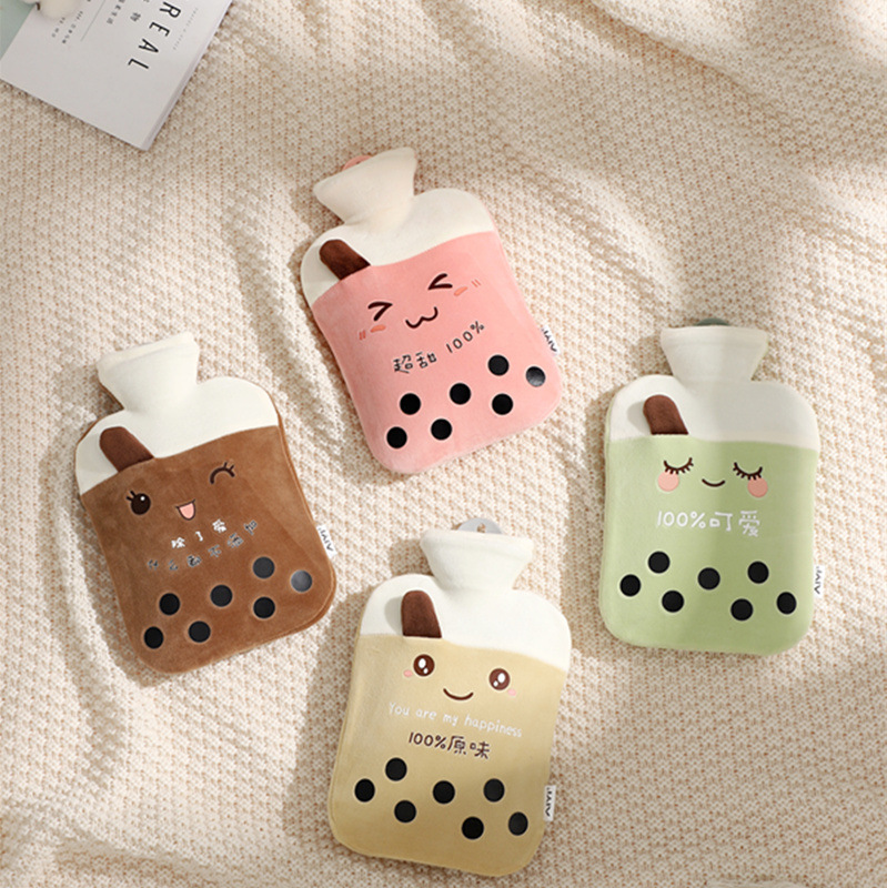 Student size Number of hot water warm water bag with portable hot compress belly cartoon cute Note flush pouring water plush cloth-Taobao
