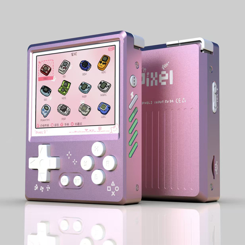 Lao Zhang Gkd Pixel2 Pink Handheld Mini Game Console with Metal Body, Retro Open-Source Arcade, 2025 New Model
